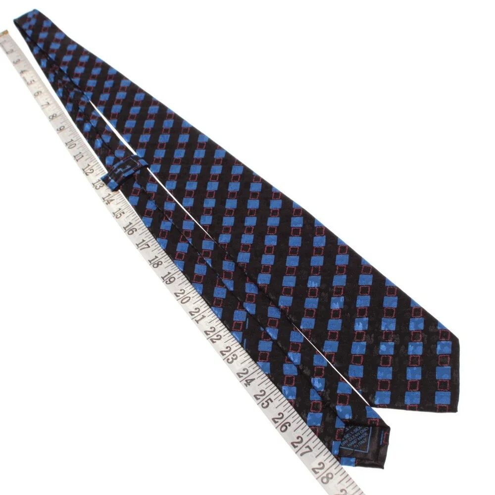 Italo Ferretti NWT Neck Tie in Black with Blue & Red Geometric Print 100% Silk